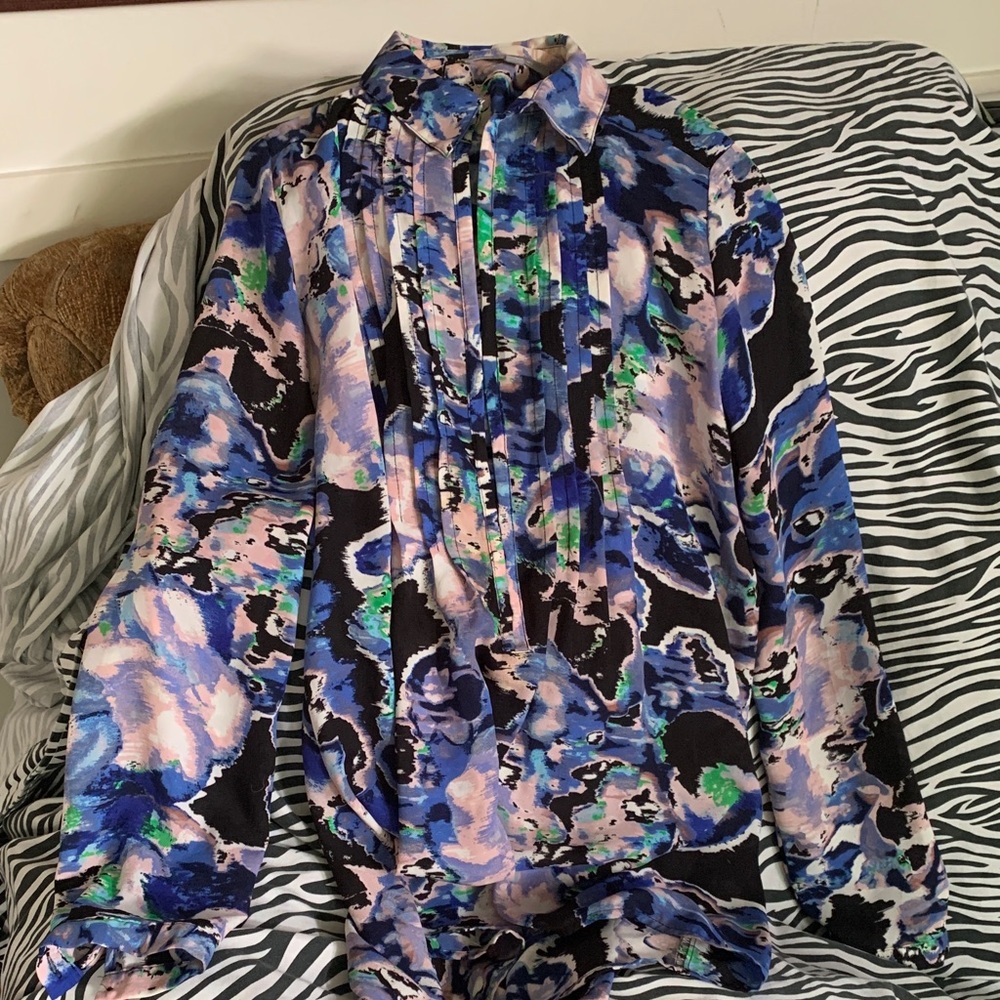 NY Collection Multicolor Abstract Blouse